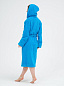 Женский махровый халат с капюшоном / Голубой