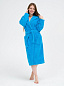 Женский махровый халат с капюшоном / Голубой