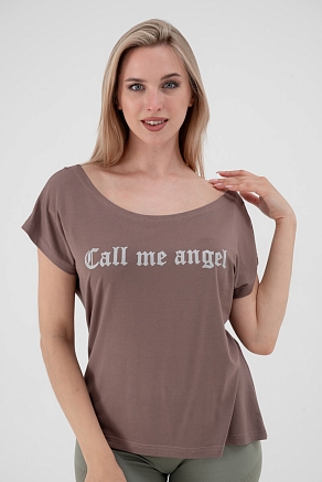 Футболка женская из вискозы Лирика / Какао Call me angel