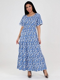Женское платье "Белла" ПлК-402 / Белые цветы на голубом